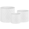 Urban Trends Collection Ceramic Round Pot with Pressed Abstract Body Matte White Set of 3 10985